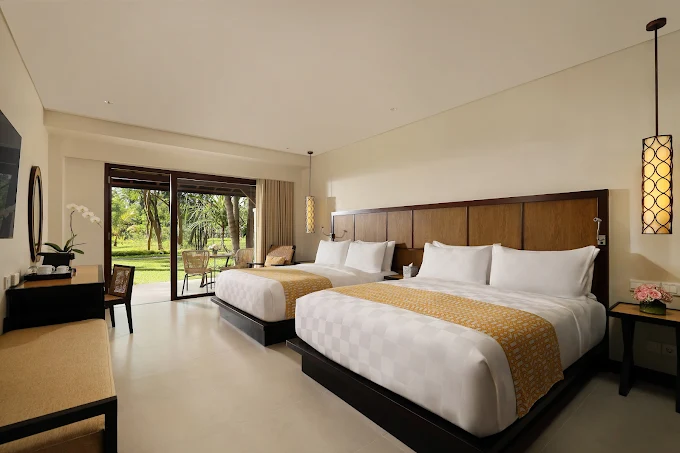 Sunset view from beachfront villa at Seminyak luxury resort