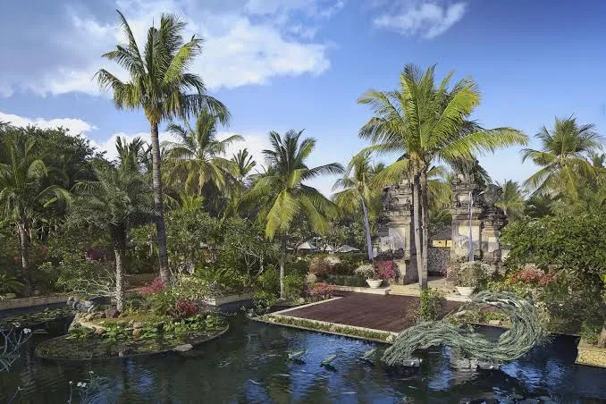 Sunset view from beachfront villa at Seminyak luxury resort