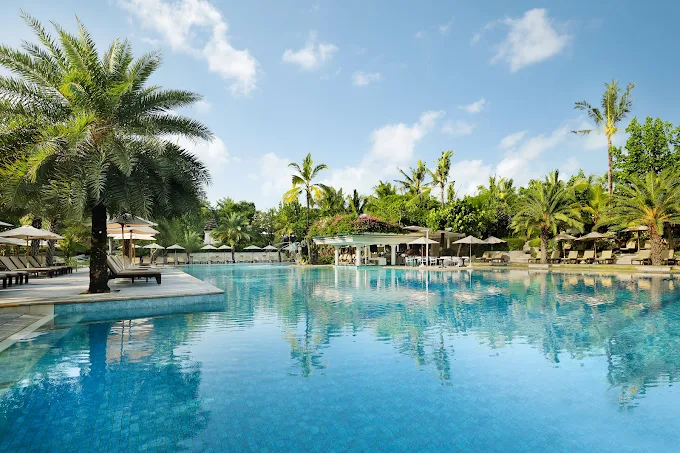 Sunset view from beachfront villa at Seminyak luxury resort